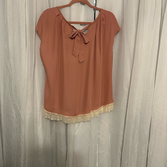 LC Lauren Conrad Orange Cap Sleeve Embellished Blouse - Picture 2 of 2